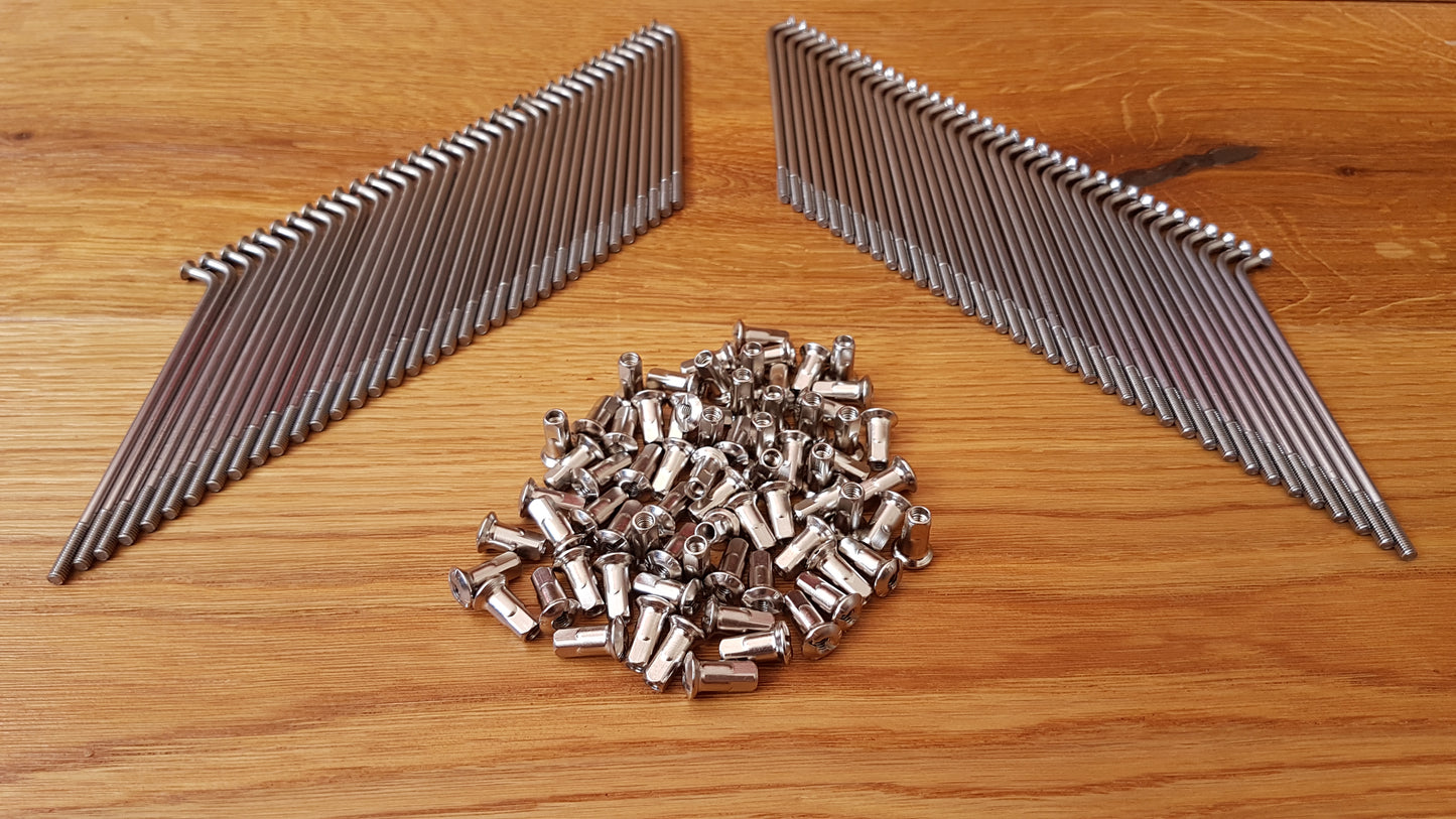 Spokes Zündapp Bergsteiger M25 M50 REINFORCED stainless steel VA with nipples 6, 36 or 72 pieces vintage car spare parts