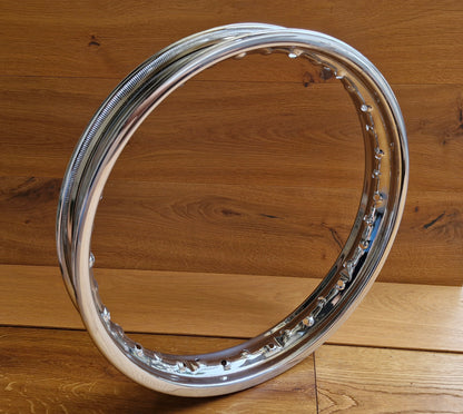 Chrome rim 1.85 x 16 inch 36 hole 22/22 grade A stamping with safety notch